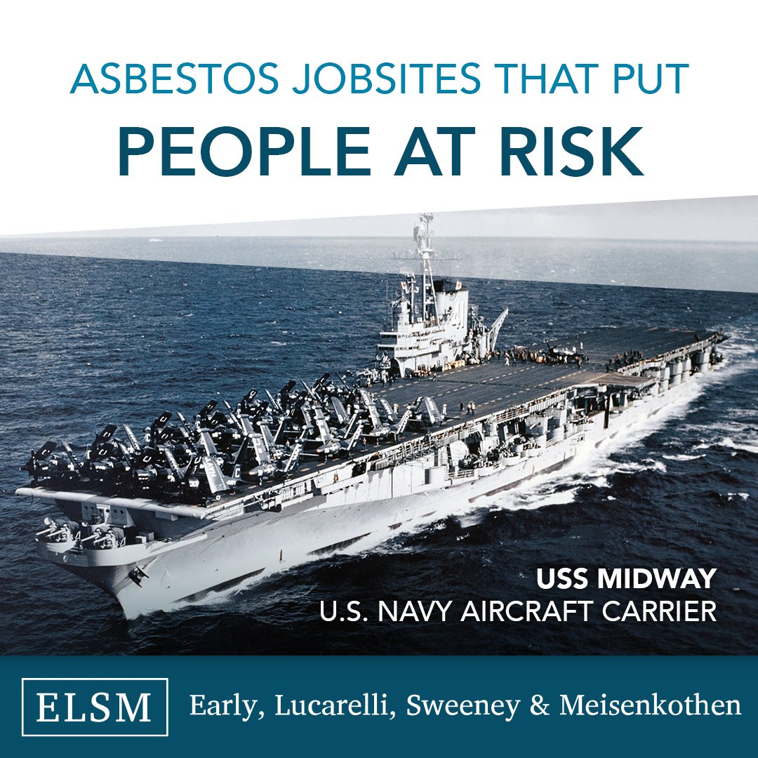ELSMLaw's tweet photo. Did you or a loved one serve on the Navy Aircraft carrier, the USS Midway, or another Navy ship? If you served on one of these ships &amp; were diagnosed with an asbestos-related illness, we can help > https://t.co/qXU7NRjY30.

#AsbestosAwareness #NavyVeterans #MesotheliomaLawyers https://t.co/tYFtdhIdoP