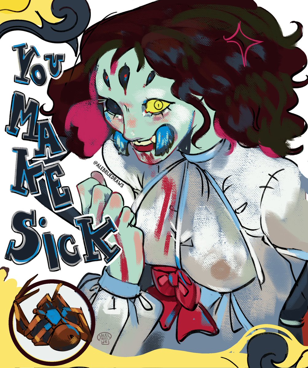 You make me sick ⋆｡𖦹°⭒˚｡⋆
I could squash you like a little rotten fruit 🐛🍎
#art #oc