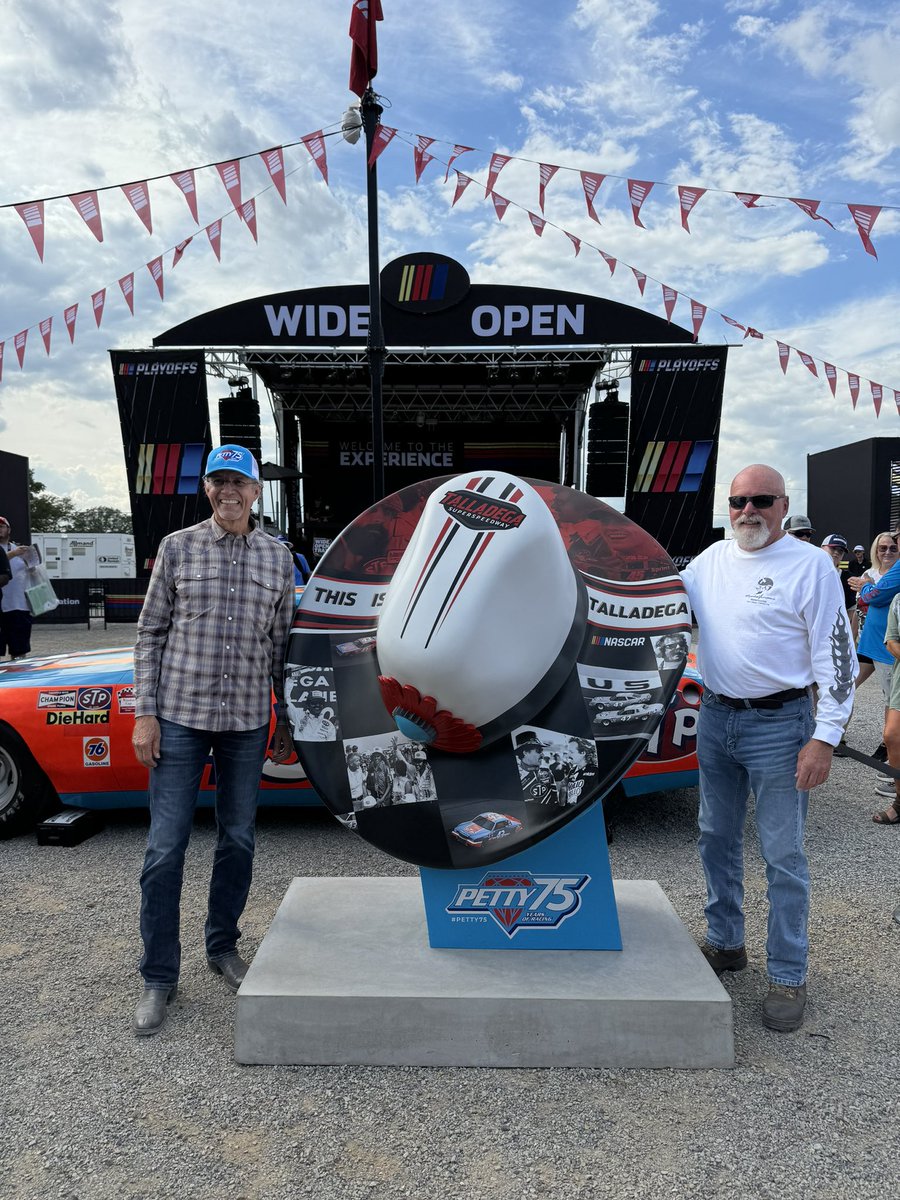 Kyle Petty (@kylepetty) on Twitter photo Rode down to <a href="/TALLADEGA/">Talladega Superspeedway</a> today with <a href="/RickAllenracing/">Rick Allen</a> and our good friend, Morri! Always a good time riding with some of our <a href="/KPCharityRide/">KylePettyCharityRide</a> family!
We had to snap a pic with The King’s Hat too! #Petty75 Rode down to <a href="/TALLADEGA/">Talladega Superspeedway</a> today with <a href="/RickAllenracing/">Rick Allen</a> and our good friend, Morri! Always a good time riding with some of our <a href="/KPCharityRide/">KylePettyCharityRide</a> family!
We had to snap a pic with The King’s Hat too! #Petty75
