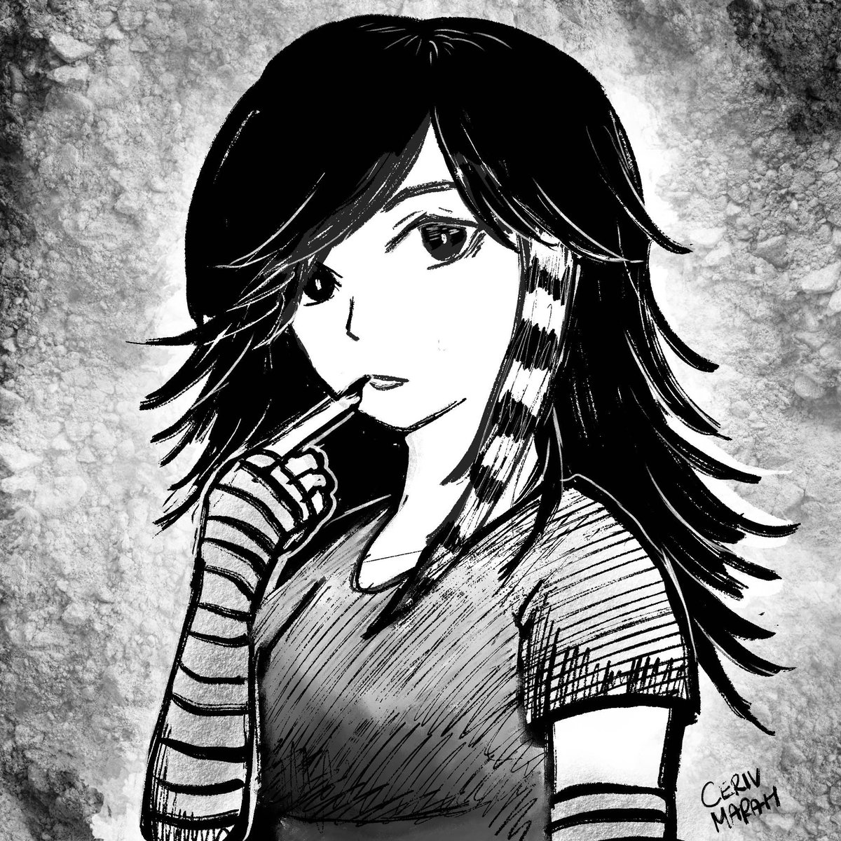 CerivMarah's tweet photo. day 4 prompt of #cutegirltober sceneXD was the prompt the theme for today's prompt was hard for me to grasp but had really fun with the hair!  #cutegirltober2024 #prompt4 #fyp #scenexd #inking https://t.co/AxvRFYuQdZ