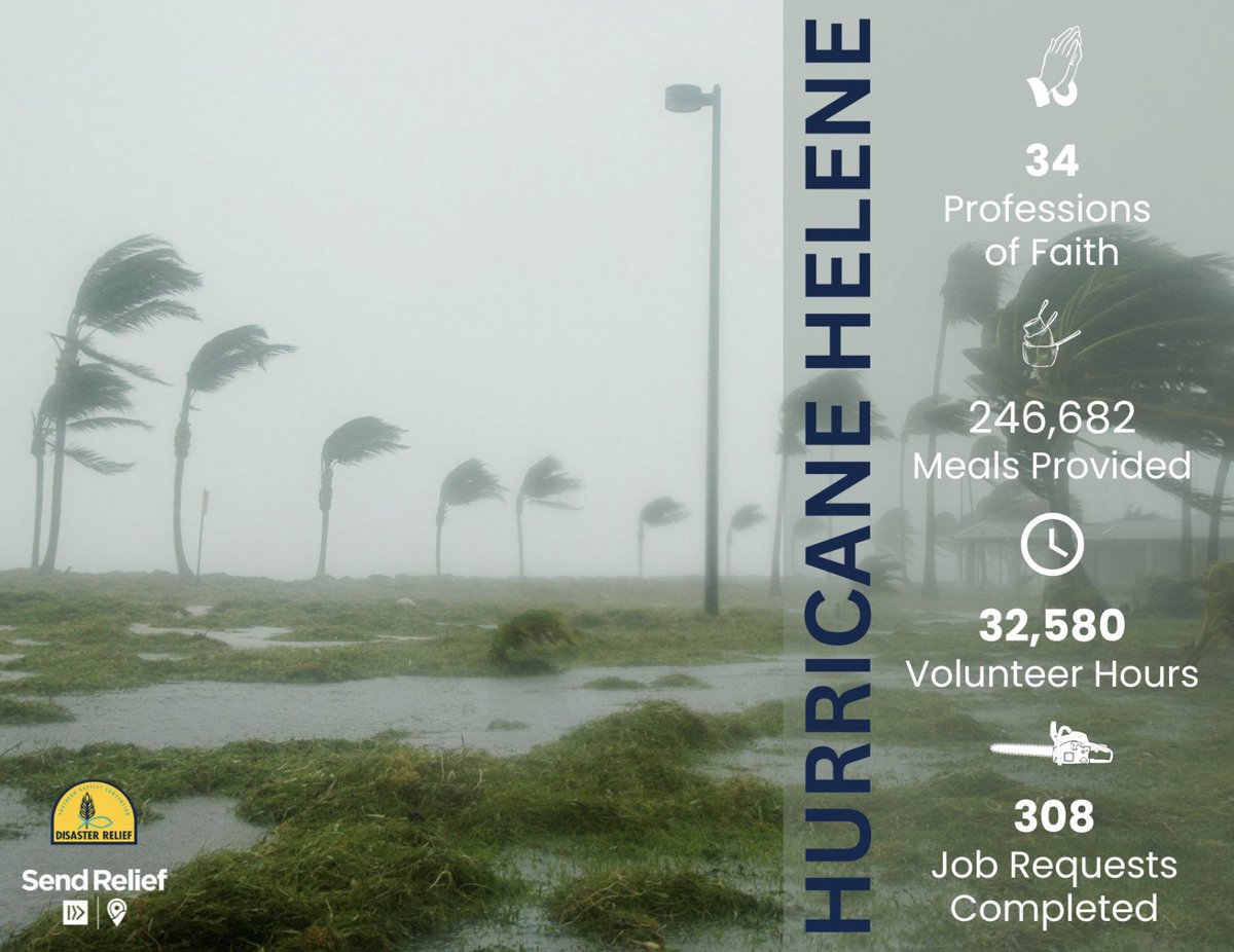 Jonathan_Howe's tweet image. Here is the latest #HurricaneHelene report from Southern Baptist Disaster Relief and @SendRelief. These are some staggering numbers. So thankful for the hundreds of DR volunteers out there.