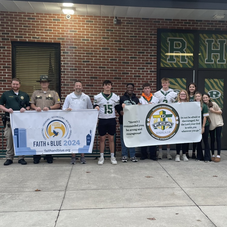 RockwoodTigers1's tweet photo. This morning, Fellowship of Christian Athletes joined with Sgt. Vespie of Tennessee Highway Patrol in observance of Faith and Blue Week. https://t.co/70vva0EwQ3
