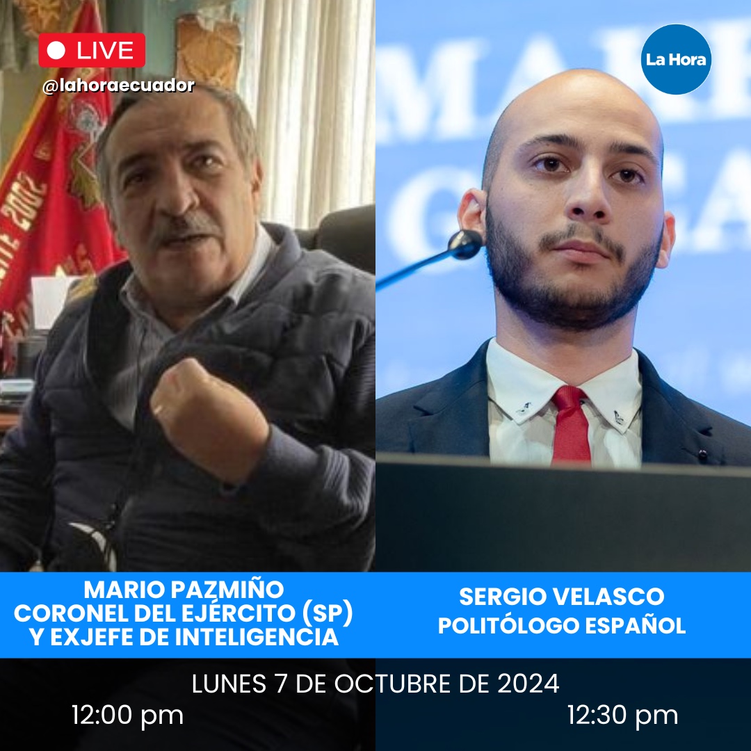 🎙️No te pierdas la entrevista en vivo con Mario Pazmiño (<a href="/CoronelPazmino/">Mario R. Pazmiño Silva</a>), coronel del Ejército (sp) y exjefe de Inteligencia, los santuarios criminales en Quito.

📆 Lunes 7 de octubre del 2024
⏰ 12:00
🔵 Facebook: bit.ly/3qVH5Nn
🔵 ‘X’: bit.ly/3wJOMZn

🎙️El