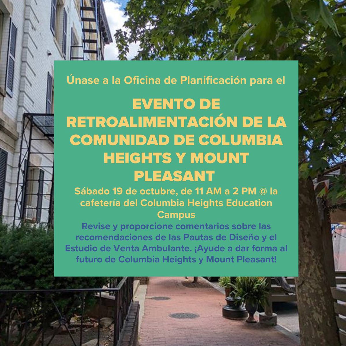 ANC 1A (@anc1a) on Twitter photo #ColumbiaHeightsDC, ¡marca tus calendarios! Únase a nosotros y a nuestros amigos y vecinos de <a href="/DC_ANC1D/">ANC 1D</a> en la jornada de puertas abiertas de <a href="/OPinDC/">DC Office of Planning</a> en Columbia Heights | Estudio de vida pública de Mount Pleasant el sábado 19 de octubre en el campus educativo de Columbia Heights #ColumbiaHeightsDC, ¡marca tus calendarios! Únase a nosotros y a nuestros amigos y vecinos de <a href="/DC_ANC1D/">ANC 1D</a> en la jornada de puertas abiertas de <a href="/OPinDC/">DC Office of Planning</a> en Columbia Heights | Estudio de vida pública de Mount Pleasant el sábado 19 de octubre en el campus educativo de Columbia Heights