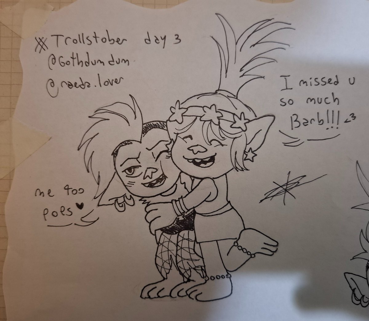 gothdumdum's tweet photo. #DreamWorksTrolls #inktober2024 #TrollsTober2024 Day 3 and 5: hug and read 
@Rhythm_Pony

I don't like broppy so I didn't make it today, I hope you like it :3

#queenbarbfanart #queenbarbtrolls #parb #parbfanart #poppyxbarb #queenpoppy #queenpoppyfanart #poppyxbarbfanart https://t.co/Kub1oG4qN8
