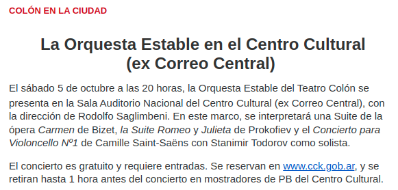 Las vueltas que le dan la gente de prensa del <a href="/TeatroColon/">Teatro Colón</a> en la publicidad que mandan por mail para no decir CCK! Cuando el link incluído en el mail y TODO el sitio del CC "ex Correo Central" dicen CCK por todos lados