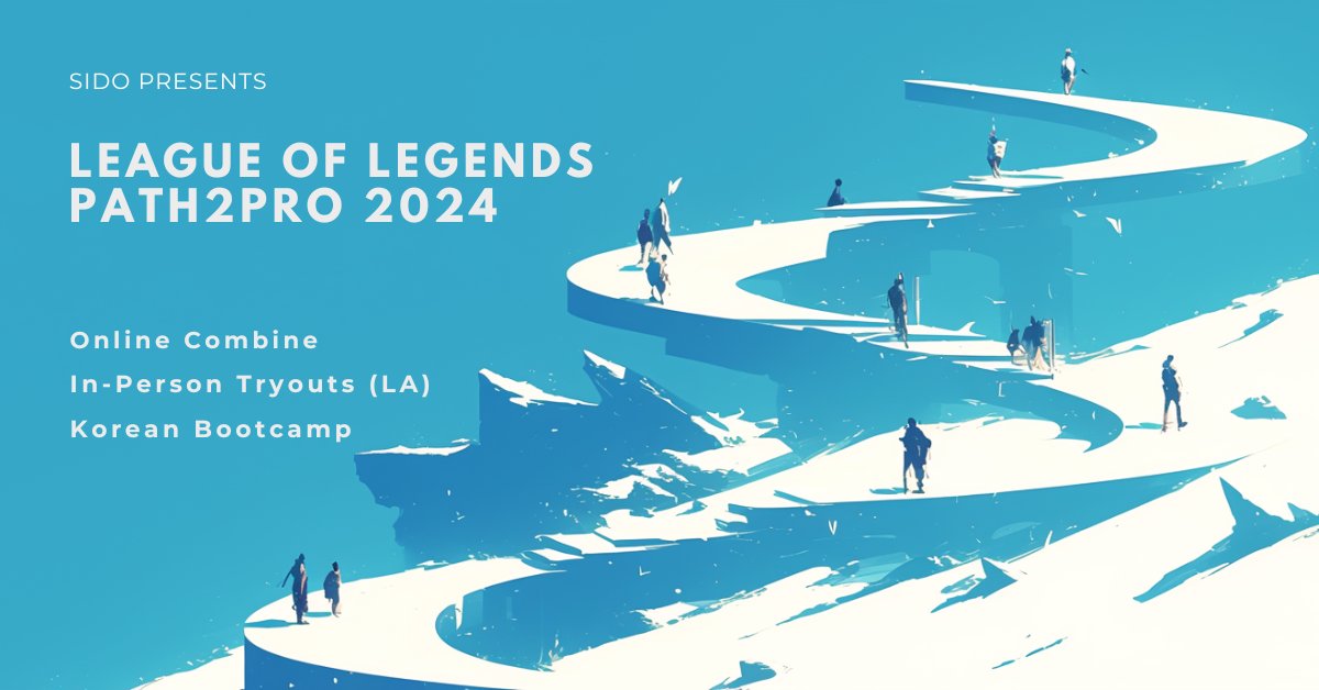 I want to announce <a href="/sidogg/">SIDO</a> Path2Pro 2024, an initiative dedicated to elevating opportunities the NA amateur (LoL) ecosystem.

3 phases:
1. Online combine 
2. In-person tryouts (LA)
3. Bootcamp (Korea)

Learn More: sido.gg/community/path…
Apply: form.typeform.com/to/y9xJYYAC