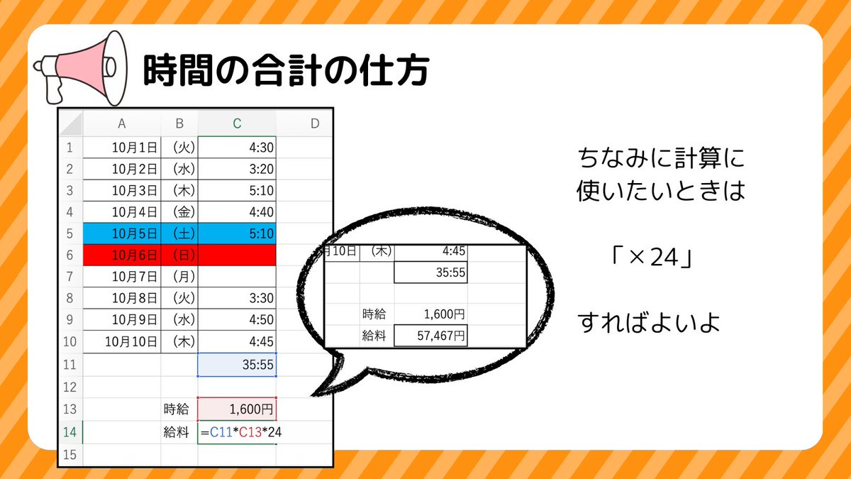 junpei_umenaga's tweet image. 時間を合計したいときこれで一瞬です！！！

あっという間過ぎて簡単です。