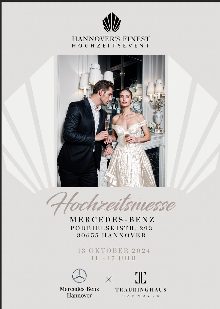 Trauringhaus's tweet image. hannovers_finest 
Die exklusivste Hochzeitsmesse in Hannover 2024!
SAVE THE DATE! - 13. Oktober 2024 - Erleben Sie die besten Aussteller, neueste Trends und exklusive Angebote für Ihre Traumhochzeit. Planen Sie Ihren perfekten Tag mit den Experten der Branche.