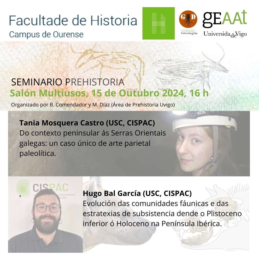 Mikel Díaz-Rodríguez (@mikel_diaz_) on Twitter photo 📅 O 15 outubro ás 16h, dende #Prehistoria do <a href="/GEAAT_UVigo/">GEAAT_UVigo</a> organizamos un seminario na Facultade de Historia de Ourense <a href="/uvigo/">Universidade de Vigo</a>.
🎙️ Con <a href="/Taniamscastro/">Tania Mosquera Castro</a> e <a href="/Hugohuesos/">🦴 Hugo Bal 🦴</a> sobre arte paleolítico e fauna na Península.
📍 Salón Multiusos
💻 Streaming: campusremotouvigo.gal/access/public/…
🔑 zBNGIqP6 📅 O 15 outubro ás 16h, dende #Prehistoria do <a href="/GEAAT_UVigo/">GEAAT_UVigo</a> organizamos un seminario na Facultade de Historia de Ourense <a href="/uvigo/">Universidade de Vigo</a>.
🎙️ Con <a href="/Taniamscastro/">Tania Mosquera Castro</a> e <a href="/Hugohuesos/">🦴 Hugo Bal 🦴</a> sobre arte paleolítico e fauna na Península.
📍 Salón Multiusos
💻 Streaming: campusremotouvigo.gal/access/public/…
🔑 zBNGIqP6