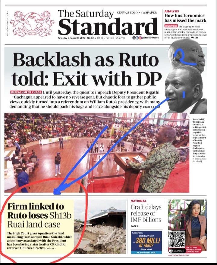 Mukunawangugi's tweet photo. Who should get out 1st this arap mashamba ndiye Adani coz ask yourself why is Adani interested to hv our JKIAs' tittle deed, #SHIFscam still under Rutos yaani #RutoMustGoNow #ImpeachBothThieves #Morara #KufaDerevaKufaMakanga TJ unasahau kiburi ya ur late bro ako wapi sasa? https://t.co/E6vNdc8flf