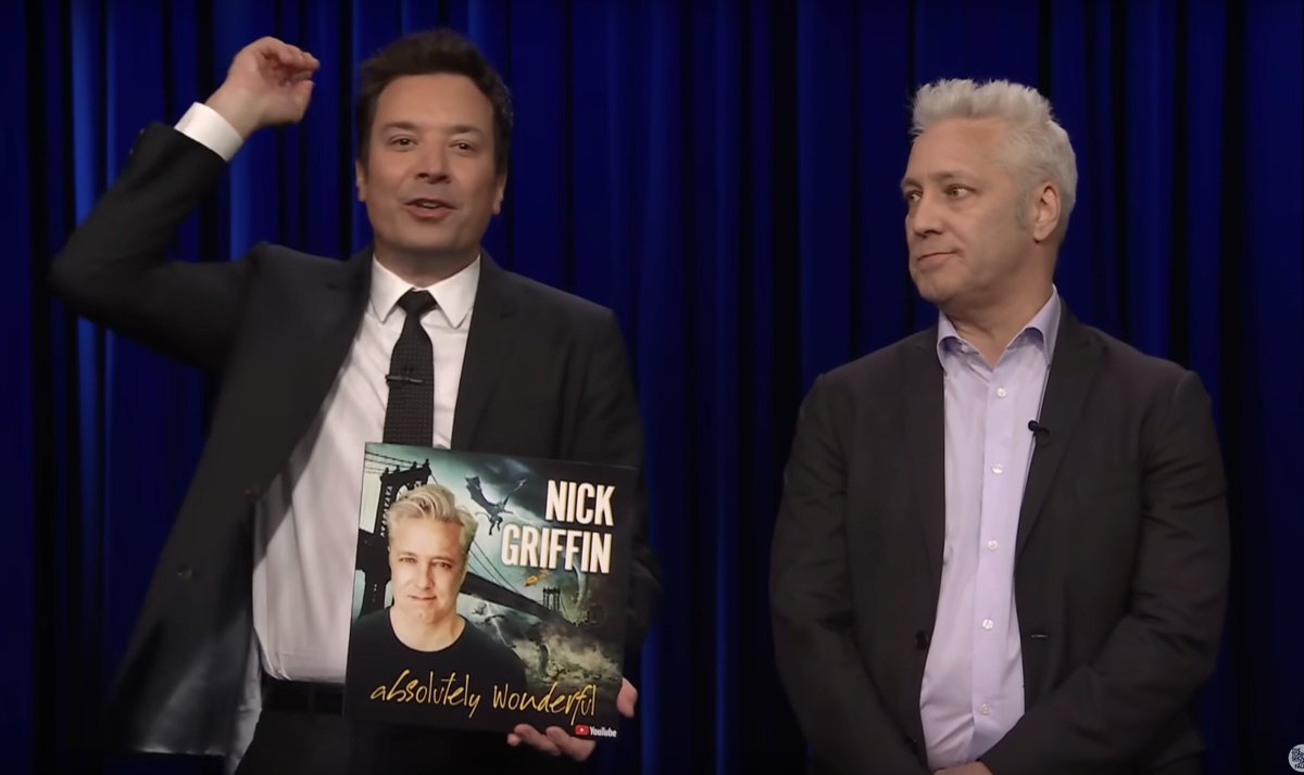 Lynne Hansen Art (@lynnehansenart) on Twitter photo Holy sh*t! I just discovered that my art was on <a href="/fallontonight/">The Tonight Show</a> last week! (I created the cover for <a href="/thenickgriffin/">nick griffin</a>'s newest comedy special!) Nick is my all-time favorite comedian and I'm still agog that he hired me to do his cover. youtu.be/GYK32WjF3UU?si… Holy sh*t! I just discovered that my art was on <a href="/fallontonight/">The Tonight Show</a> last week! (I created the cover for <a href="/thenickgriffin/">nick griffin</a>'s newest comedy special!) Nick is my all-time favorite comedian and I'm still agog that he hired me to do his cover. youtu.be/GYK32WjF3UU?si…