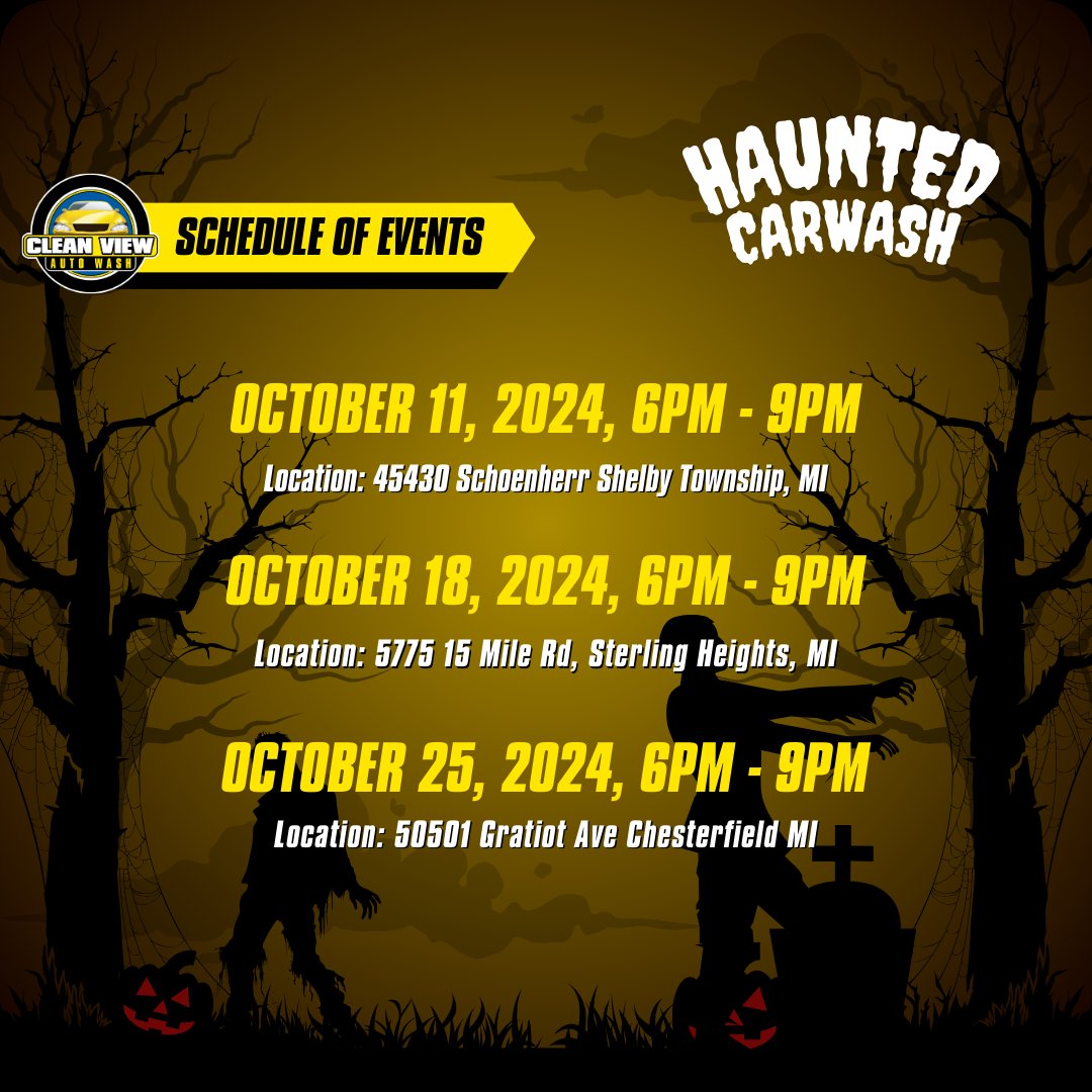 cleanviewauto's tweet image. Can I join Haunted Carwash, mom?

Swipe for Clean View's Haunted Carwash' dates and location of the event!

#Halloween #HauntedCarwash #CleanViewAutoWash