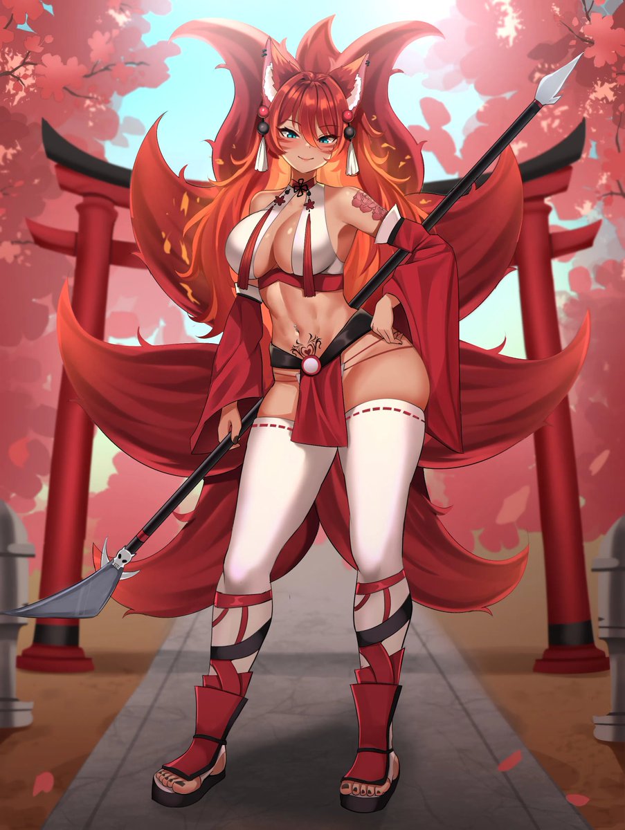 May i introduce myself again?
I am Akane your 9 Tailed Fire Fox warrior deity ~.

Follow me to be one of my Worshippers ~.

Thank you <a href="/Aina_chaii/">Aina Chai | ✨</a> For drawing this masterpiece.

#VTuber