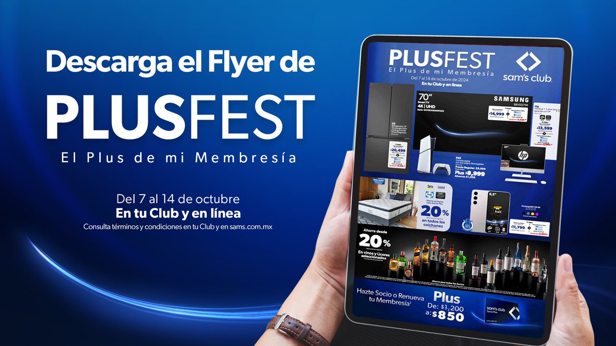 SamsClubMexico's tweet photo. Ya llegó el Flyer para este #PlusFest Puedes descargarlo aquí: https://t.co/leeJRIiVHI y aprovechar el PLUS de tu Membresía. 🥳 https://t.co/NBxvQ0LWmi