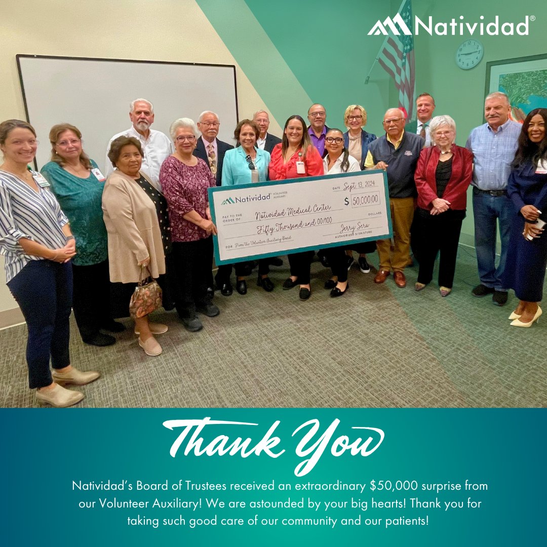 Natividad’s Board of Trustees received an extraordinary $50,000 surprise from our Volunteer Auxiliary! We are astounded by your big hearts! Thank you for taking such good care of our community and our patients! #NatividadInspiringHealthyLives