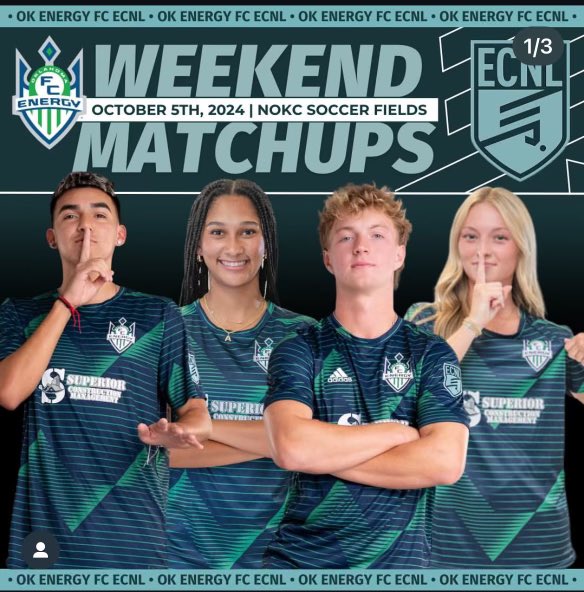 Excited for our games this weekend against two talented Colorado teams!!

📅10/5 Saturday
⏰3:00 PM
🆚Colorado Rush
📍NOKC Field RED 3
11711 N. Portland Ave

📅10/6 Sunday
⏰1:00 PM
🆚Real Colorado Athletico
📍NOKC Field RED 3
11711 N. Portland Ave