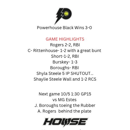 Powerhouse Black 16U (@tchouse09) on Twitter photo Great night of softball by whole team. Here are some highlights. Back at it tomorrow afternoon. <a href="/lulu_tc_15/">Alexis Rogers</a> <a href="/claireritt24/">Claire Rittenhouse</a> <a href="/Short1Addison/">Addison Short</a> <a href="/BraeleeBurskey/">braelee_burskey09</a> <a href="/Jacque_is_1/">Jacque Boroughs</a> <a href="/shylasteele6/">Shyla Steele</a> <a href="/ShaylieSteele9/">Shaylie Steele</a> Great night of softball by whole team. Here are some highlights. Back at it tomorrow afternoon. <a href="/lulu_tc_15/">Alexis Rogers</a> <a href="/claireritt24/">Claire Rittenhouse</a> <a href="/Short1Addison/">Addison Short</a> <a href="/BraeleeBurskey/">braelee_burskey09</a> <a href="/Jacque_is_1/">Jacque Boroughs</a> <a href="/shylasteele6/">Shyla Steele</a> <a href="/ShaylieSteele9/">Shaylie Steele</a>