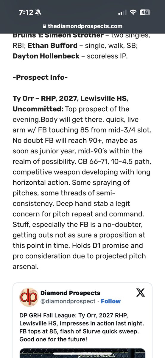 thank you for the write up <a href="/diamondprospect/">Diamond Prospects</a> . <a href="/garyrandallmlb/">Gary Randall</a> <a href="/LHSLionsBB/">Lewisville High School Baseball</a> <a href="/T24BallCoach/">Thomas Ashley</a> <a href="/T24SheldonBrown/">Sheldon Brown</a>