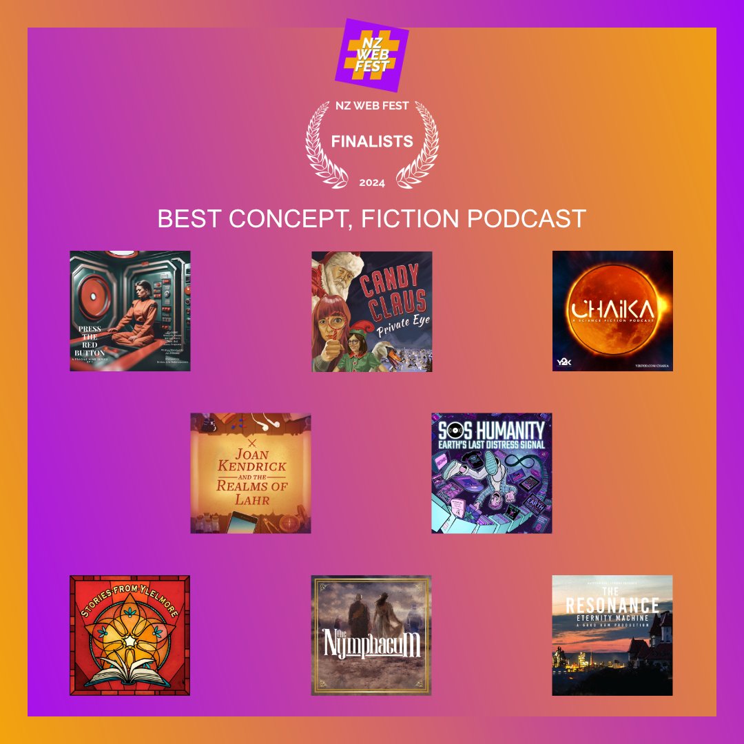 Here are the nominees for BEST CONCEPT, FICTION PODCAST

A Fragile Mind
Candy Claus, Private Eye
<a href="/chaikapod/">Chaika - season 2 OUT NOW!</a>
Joan Kendrick and the Realms of Lahr
@soshumanitypod
Stories From Ylelmore
The Nymphaeum from @KierZh
The Resonance by <a href="/goodhamprod/">Good Ham Productions | West - 🎭</a>

🎧🤞🌟🤞🎧
#audiofictionworldcup