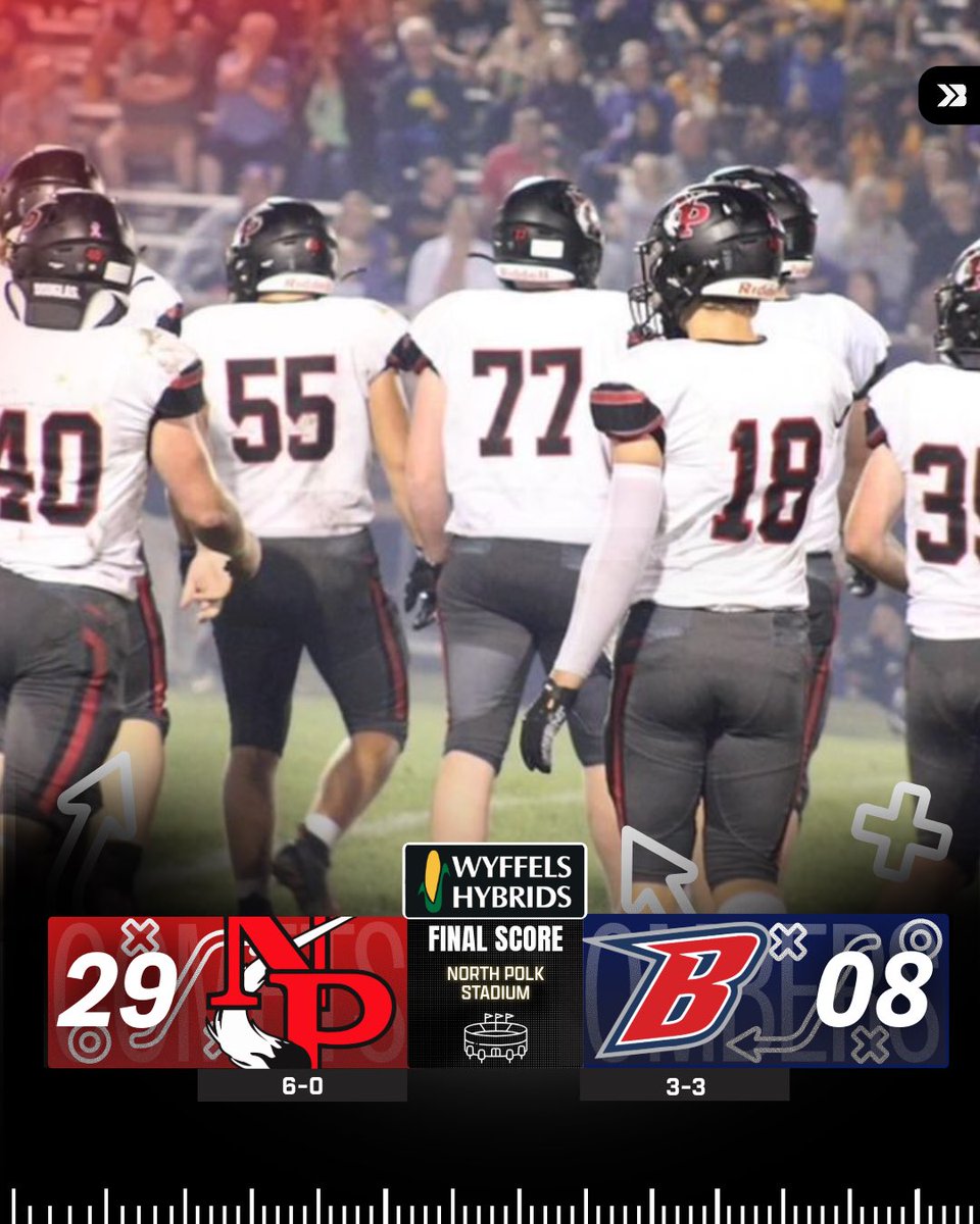 Bound_IA's tweet photo. 🚨FINAL SCORE🚨

North Polk with a phenomenal showing against Ballard to win 29-8 😳

#iahsfb 📸: Jakob Phillips Instagram https://t.co/T2NiBHsKVA