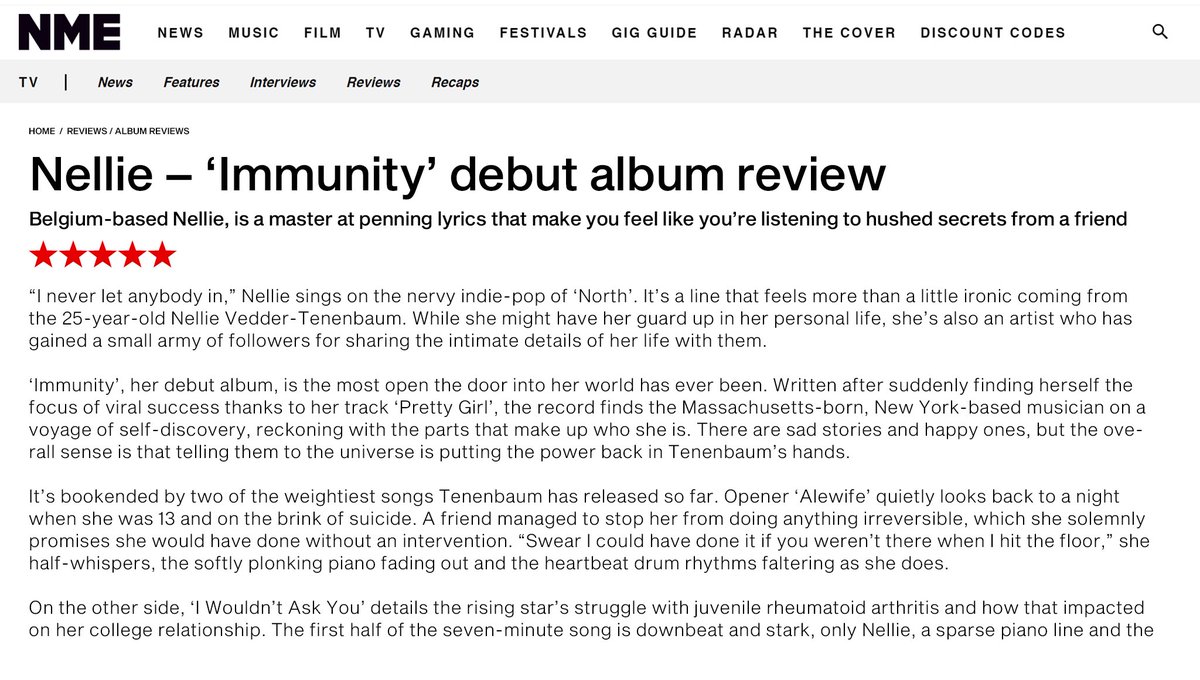 NMEMagazineRP's tweet photo. © #NMEMagazineRP › 𝖬𝗎𝗌𝗂𝖼 › 𝖱𝖾𝗏𝗂𝖾𝗐
#ImmunityRP is an album to burrow into and become resident in its songs. It’s a comforter that wraps itself around you when you’re feeling low and a resilient reminder that there are brighter times ahead. https://t.co/koYbO9IOtd
