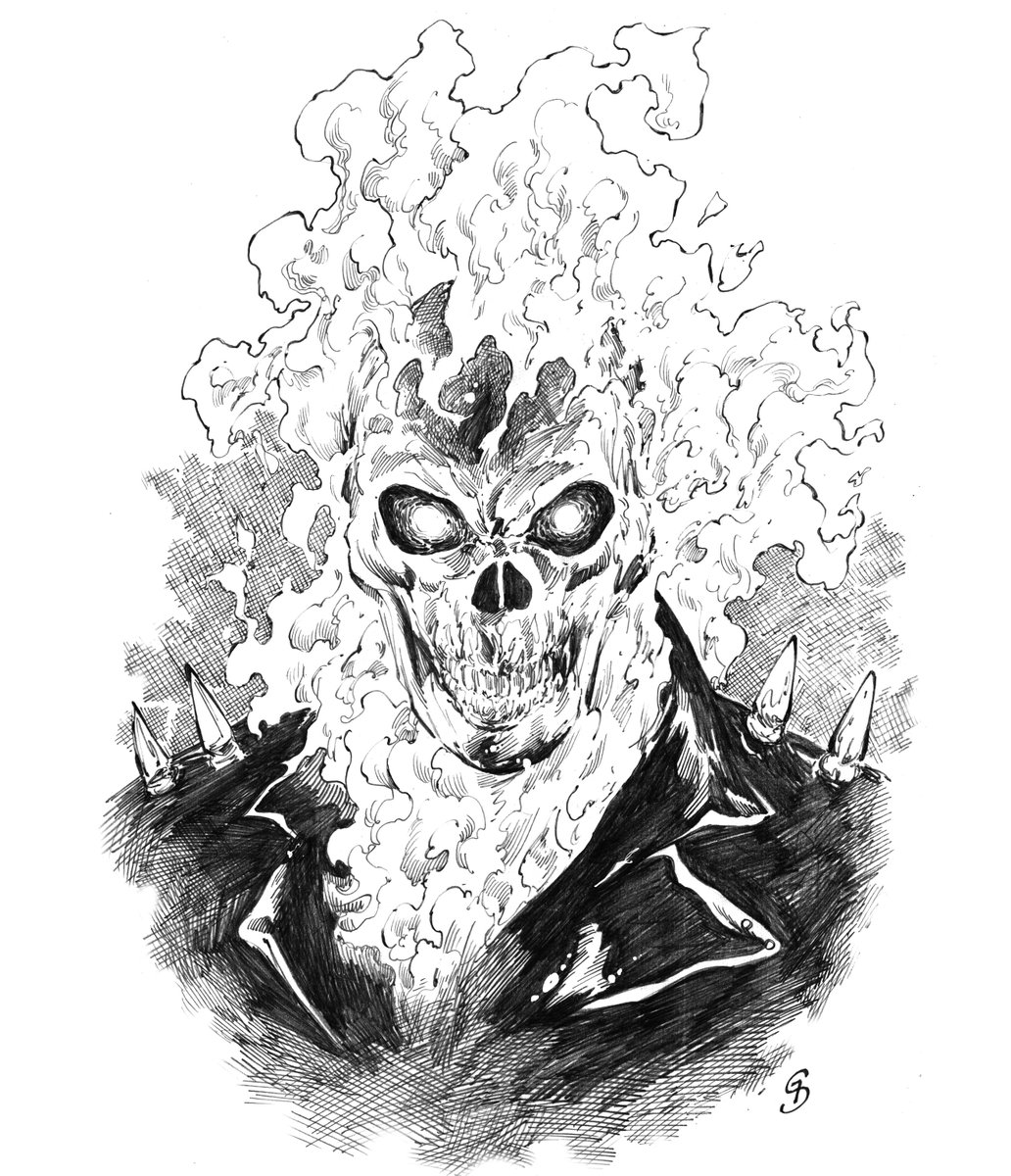 The ghost who rides. #ghostrider #Marvel #Marveltober2024 #MCU #artpiece #Drawlloween2024