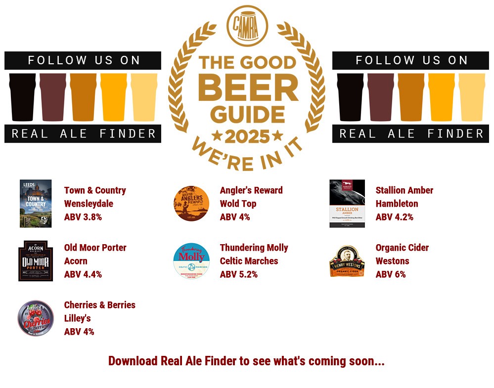 Tom Pudding Micropub (@tompuddingpub) on Twitter photo On the bar today, Saturday 5th October!
Beer Board: goo.gl/NwrB6C
#goodbeerguide <a href="/CAMRA_Official/">CAMRA</a> <a href="/Wensleydale_Ale/">Wensleydale Brewery</a> <a href="/woldtopbrewery/">Wold Top Brewery</a> <a href="/AcornBrewery/">Acorn Brewery</a> <a href="/CelticMarches/">Celtic Marches</a> <a href="/lilleyscider/">Lilley's Cider</a> <a href="/DoncasterCAMRA/">Doncaster CAMRA</a>
#RealAleFinder On the bar today, Saturday 5th October!
Beer Board: goo.gl/NwrB6C
#goodbeerguide <a href="/CAMRA_Official/">CAMRA</a> <a href="/Wensleydale_Ale/">Wensleydale Brewery</a> <a href="/woldtopbrewery/">Wold Top Brewery</a> <a href="/AcornBrewery/">Acorn Brewery</a> <a href="/CelticMarches/">Celtic Marches</a> <a href="/lilleyscider/">Lilley's Cider</a> <a href="/DoncasterCAMRA/">Doncaster CAMRA</a>
#RealAleFinder