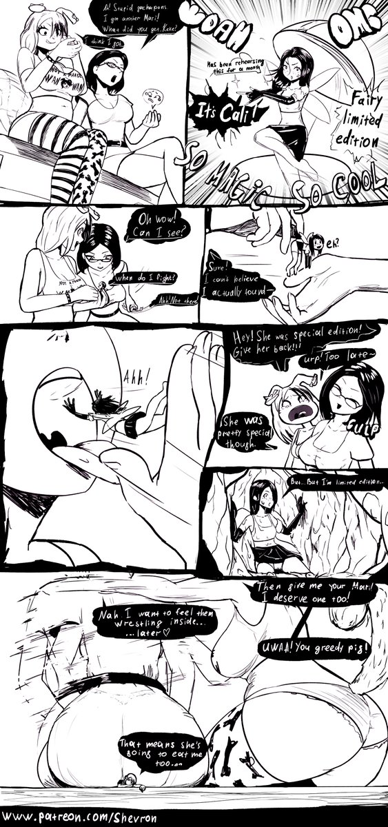 September Poll idea is here! 
Short silly comic where Kat and <a href="/KekePuppy/">Puppy Keke</a>  are opening gachapons they just bought, containing <a href="/Cali_Vore/">Cali</a> and Mari! 
Hope you will like it^^
#vore #Giantess #SizeTwitter #Sizefetish