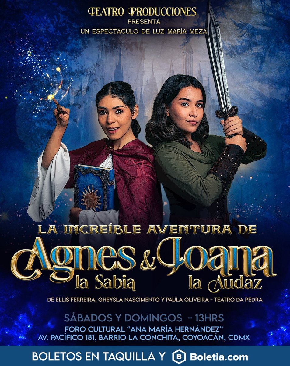 ¿Buscabas el plan perfecto? ¡Vámonos al Teatro! 📖🌳🏰
 
🎟️Tenemos pases dobles para ver "Agnes &amp; Joana" este sábado y domingo a la 1:00 PM.

⚔️Dinámica:
-Da RT a este post
-Sigue nuestra cuenta de X e Instagram así como la de @agnesyjoanateatro
-Escribe tu nombre y horario
