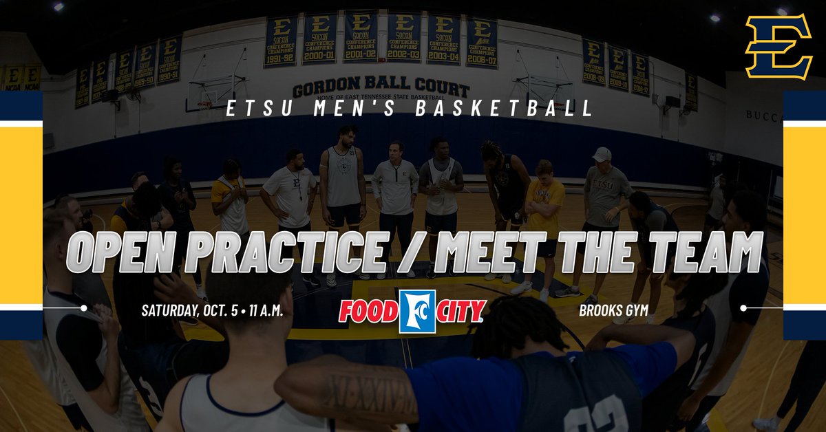 .<a href="/ETSUFans/">ETSU Fans</a>, we look forward to seeing you out at our 𝙊𝙥𝙚𝙣 𝙋𝙧𝙖𝙘𝙩𝙞𝙘𝙚 / 𝙈𝙚𝙚𝙩 𝙩𝙝𝙚 𝙏𝙚𝙖𝙢 event on Saturday❗️

🗓️ Oct. 5
⏰ 11a
🏟️ Brooks Gym
🎟️ Free admission 

#AllHandsOnDeck