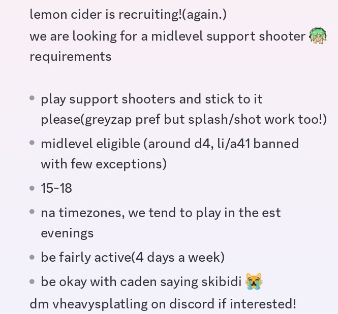 Hiiii we need a support shooter! the information is in the photo below