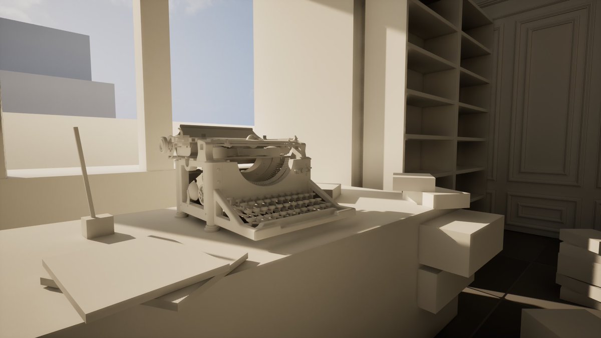 reyhane2s's tweet image. Blocking in Unreal Engine.

#typewriter #unrealengine #blocking #room #writer #3d #3dart #modeling #gamedev
