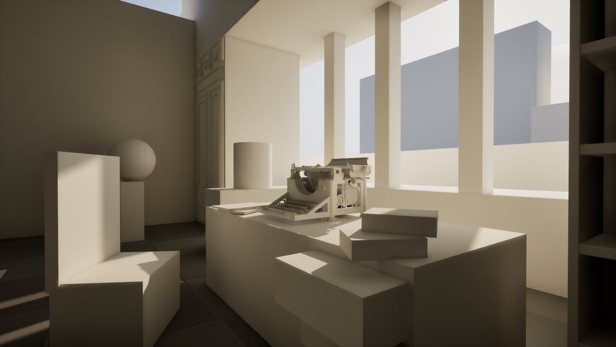 reyhane2s's tweet image. Blocking in Unreal Engine.

#typewriter #unrealengine #blocking #room #writer #3d #3dart #modeling #gamedev