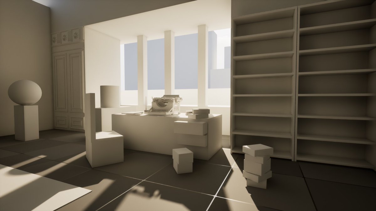 reyhane2s's tweet image. Blocking in Unreal Engine.

#typewriter #unrealengine #blocking #room #writer #3d #3dart #modeling #gamedev