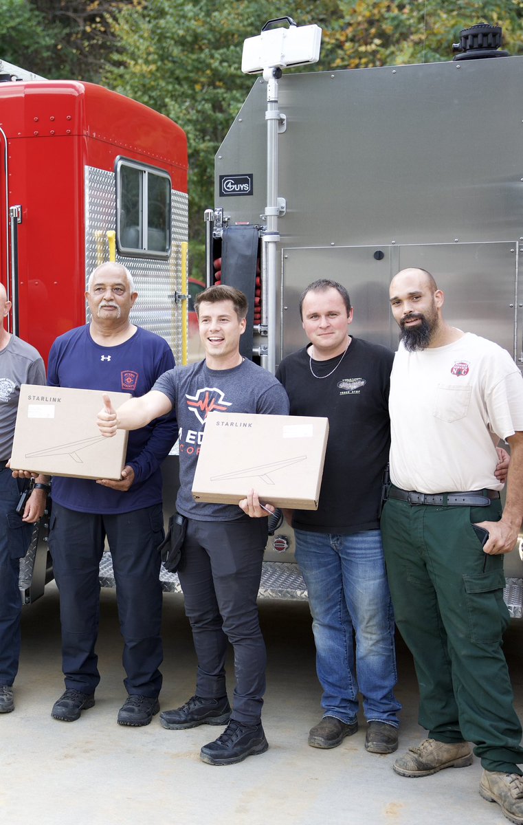 We just got these out via <a href="/mediccorps/">Medic Corps</a> <a href="/lawbates/">Lawson Bates 🎙 🎸</a> to Frank Fire Dept in one of the worst hit regions!

THANK YOU for getting <a href="/Starlink/">Starlink</a> to us so quickly via <a href="/IvankaTrump/">Ivanka Trump</a> 🙏🏼