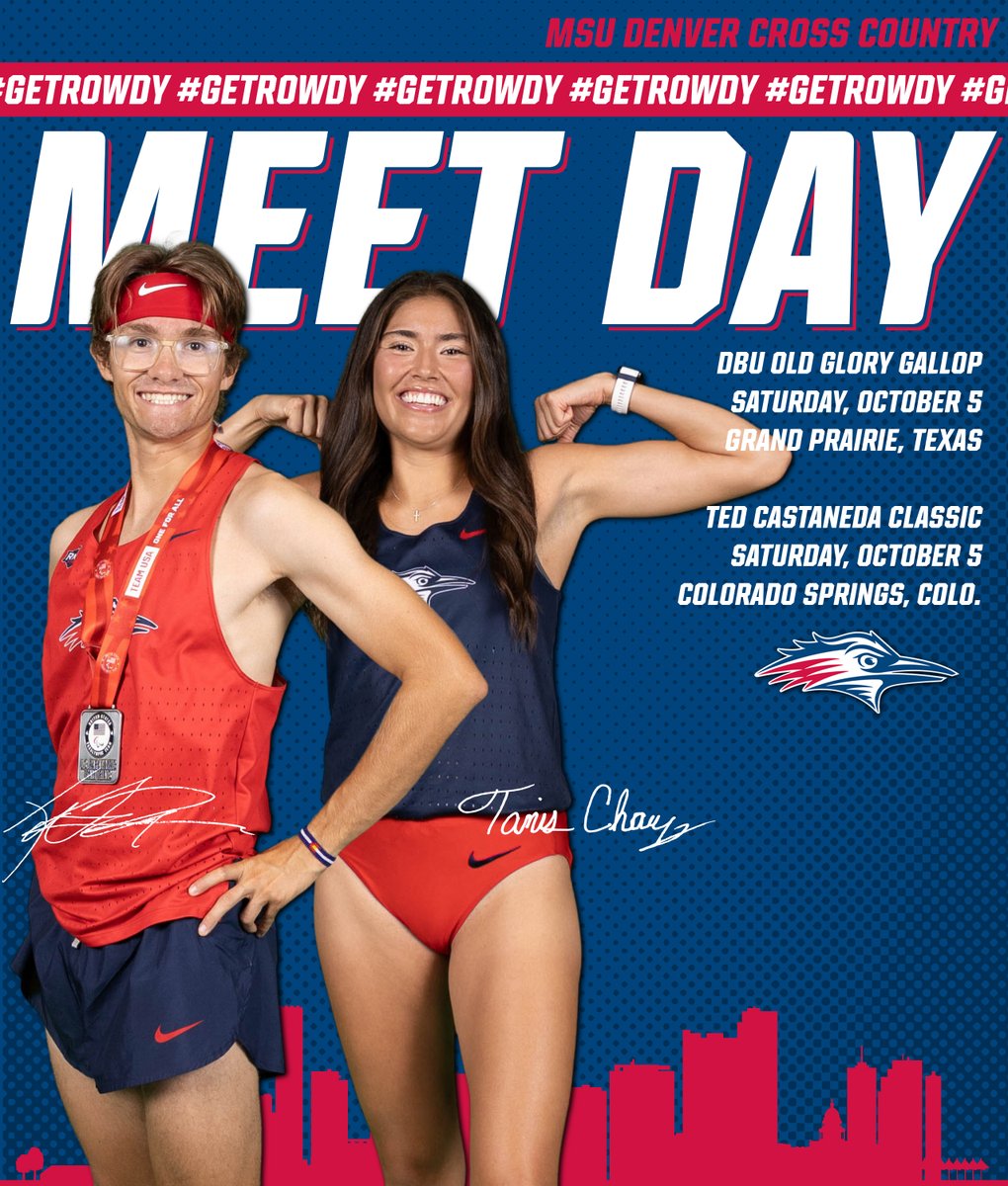 MSU Denver XC/T&F (@msudenverxctf) on Twitter photo Double duty today for the Roadrunners! 🏃♂️🏃♀️💨🔥
😈 DBU Old Glory Gallop
📍 Grand Prairie, Texas
📊 bit.ly/47SylZg
😈 Ted Castaneda Classic
📍 Colorado Springs, Colo.
📊 bit.ly/4eNoM04
📰 bit.ly/3BqPGwz
#GetRowdy🔴🔵 Double duty today for the Roadrunners! 🏃♂️🏃♀️💨🔥
😈 DBU Old Glory Gallop
📍 Grand Prairie, Texas
📊 bit.ly/47SylZg
😈 Ted Castaneda Classic
📍 Colorado Springs, Colo.
📊 bit.ly/4eNoM04
📰 bit.ly/3BqPGwz
#GetRowdy🔴🔵