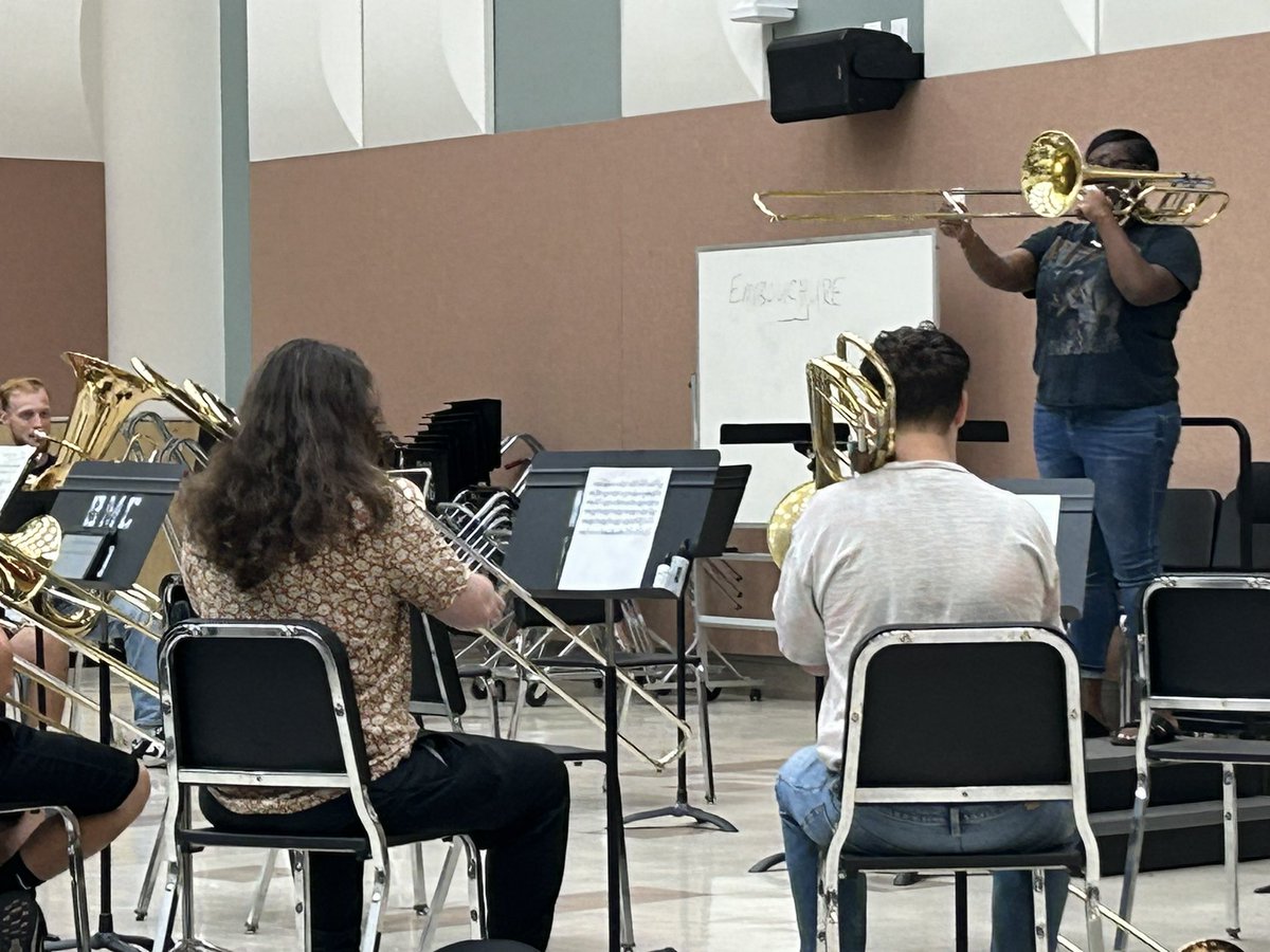 memphistrombone's tweet photo. Recent #memphistrombones graduate, Jasmine Lockwood leading a studio class at UNLV. She is in her first year as a DMA student and teaching assistant. We miss having her around! https://t.co/4LtnCSX4vj