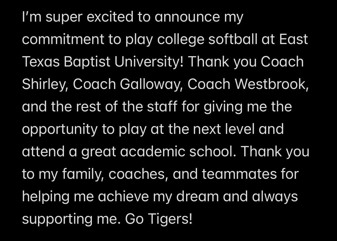 Committed!! <a href="/ETBU_Softball/">ETBU Softball</a> <a href="/JanaeShirley/">Janae Shirley</a> <a href="/MarandaShain/">Maranda Westbrook</a>