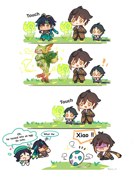 what if Xiao touch it 😅 #xiao #zhongli #kinich #venti 