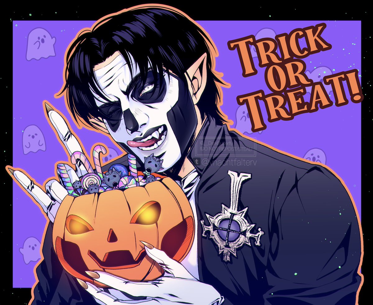 __DarkButterfly's tweet photo. Terzo for Helloween!🎃💜 

He is so fun to draw OMG💜 https://t.co/BpoEB2igaZ