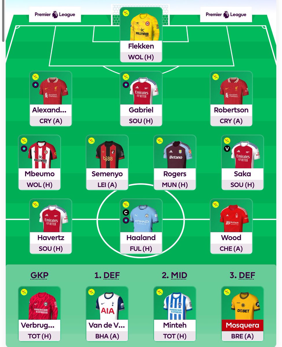 FantasyPlayer66's tweet photo. تشكيلة فريقي للجولة السابعة #FPL #GW7 

🔁 تغيير واحد:
كونسا OUT
غابرييل IN

🎩 هالاند قائد الفريق (C) 

🔢 مجموع النقاط: 335 نقطة
📊 الترتيب الحالي: 5.6M

بالتوفيق للجميع 🌹 https://t.co/QNj1zIrXJq