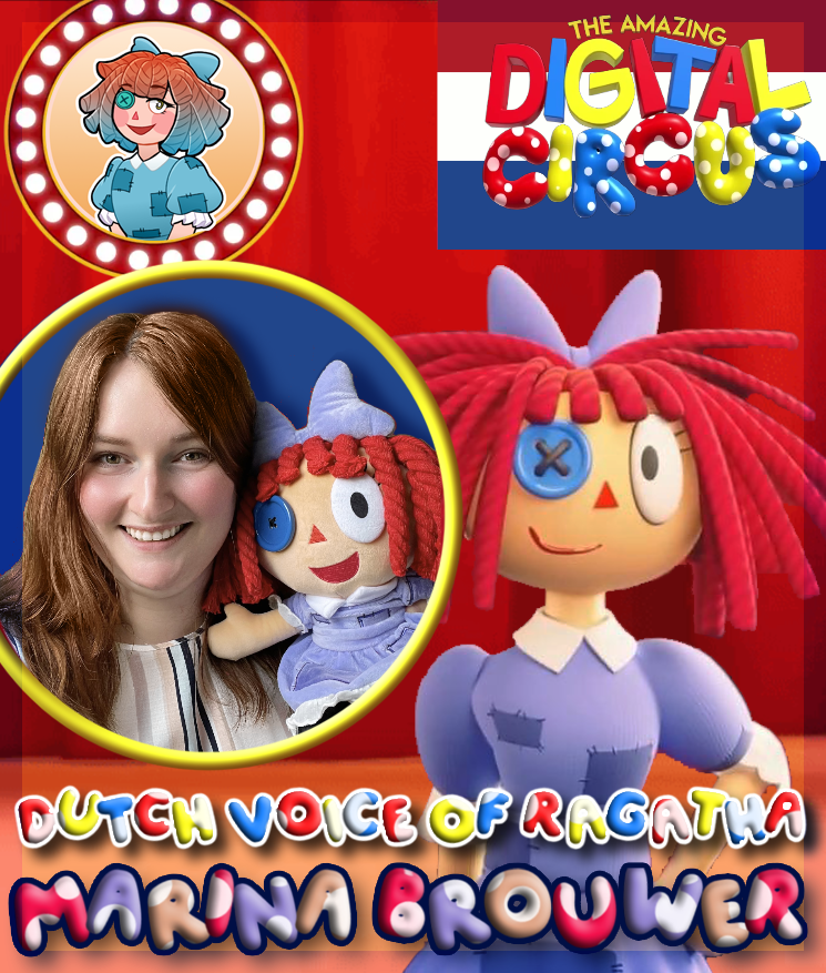 I have some SUPER exciting news I can now finally share; I am the official Dutch VA for Ragatha in The Amazing Digital Circus! 🇳🇱🎪✨ I am *beyond* excited and grateful for this incredible opportunity, and SO pumped to voice future episodes 🩵

(Graphic by @AdamIsBack6!)