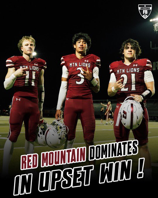 arizonaftbl's tweet photo. Red Mountain pulled off the DOMINANT upset win over Highland last night!! 🔥

Red Mountain improves to 6-0… legitimate open contenders!@RedMtnFootball https://t.co/4FCITXCVXE