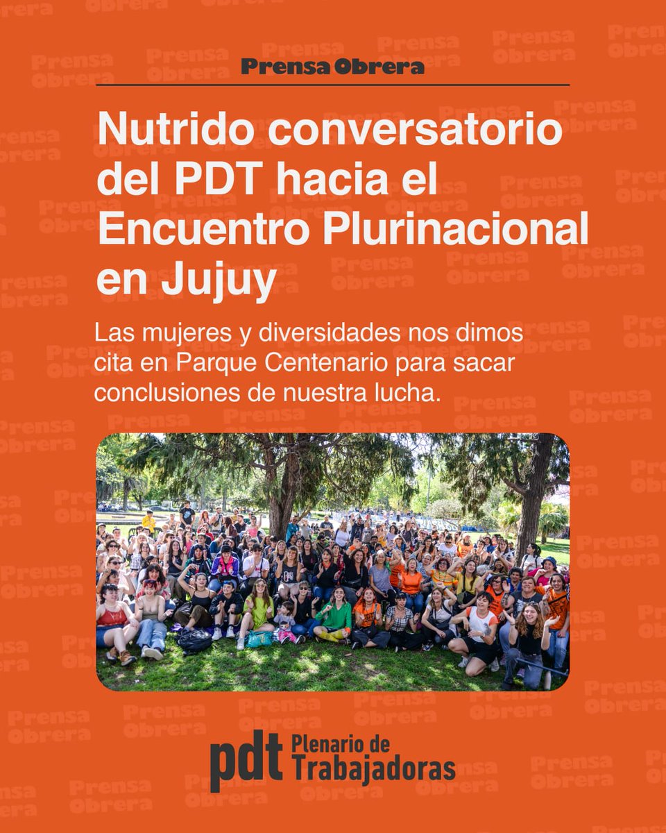 pletrabajadoras's tweet photo. 🧡El PDT hacia el Encuentro Plurinacional en Jujuy.
♀️🏳️‍🌈Las mujeres y diversidades nos dimos cita en el Parque Centenario para sacar conclusiones de nuestra lucha.
👉🏻 Vení con nosotrxs al Encuentro para derrotar el plan de Milei.
Leé nuestra nota de👇🏻 https://t.co/encDQu41Ll https://t.co/uDfQYT3OpH