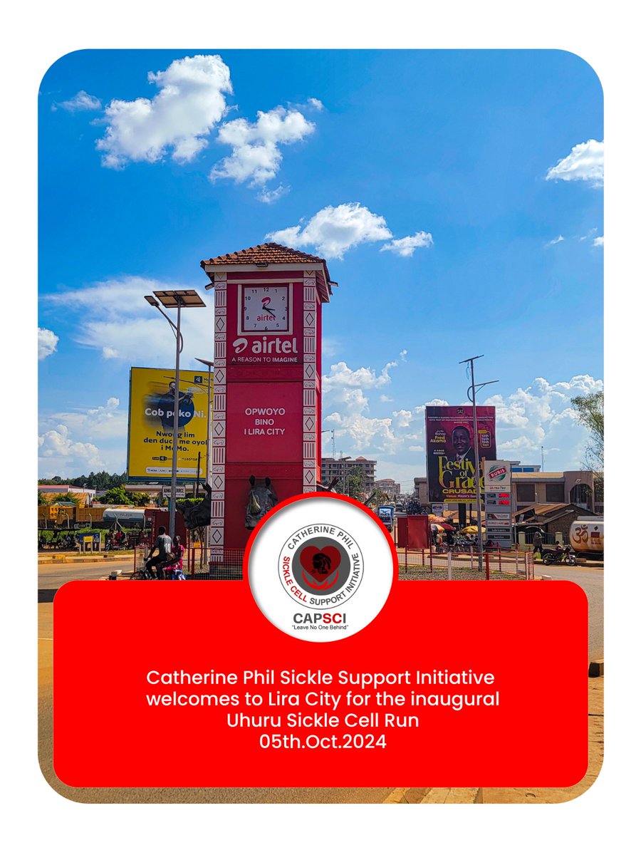 Catherine Phil Sickle Support Initiative, in collaboration with its esteemed partners, cordially welcomes you to the enchanting city of Lira for the inaugural Uhuru Sickle Cell event, taking place today. <a href="/JanetMuseveni/">Janet K Museveni</a> <a href="/JaneRuth_Aceng/">Dr. Jane Ruth Aceng Ocero</a> <a href="/MinofHealthUG/">Ministry of Health- Uganda</a> <a href="/kcbbankug/">KCB BANK UGANDA</a> <a href="/stanbicug/">Stanbic Bank Uganda</a>