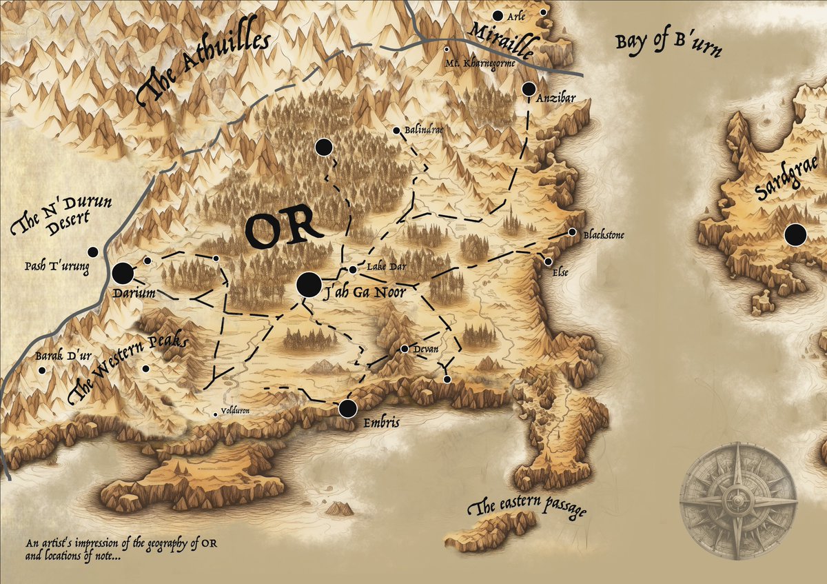 Moonfacedbaboon's tweet photo. My second attempt at map making - a work in progress. Sort of getting there...for a GM's Guide to the Empire of Or. #ttrpg #rpg https://t.co/LYdRdl4d1t