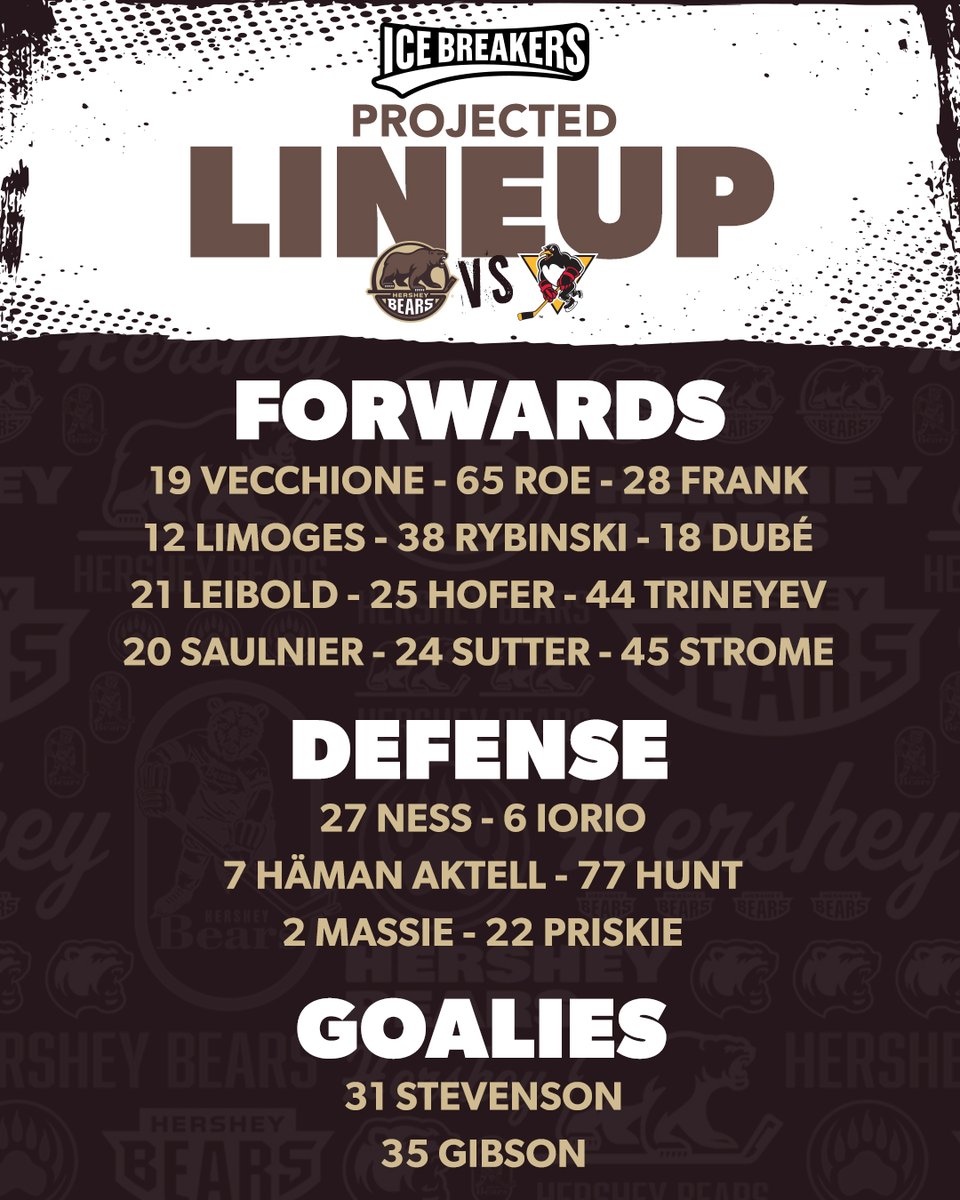 Tonight's projected lineup:

Tune into the broadcast at the top of the hour!

🎙️<a href="/zackfisch/">Zack Fisch</a> and <a href="/Mitchy1_0/">Garrett Mitchell</a> 
🖥️ AHLTV on <a href="/FloHockey/">FloHockey</a>: flosports.link/3ADUD4I
📻 <a href="/CapitalsRadio/">Caps Radio 24/7</a>, 2024hersheybearspreseason.mixlr.com