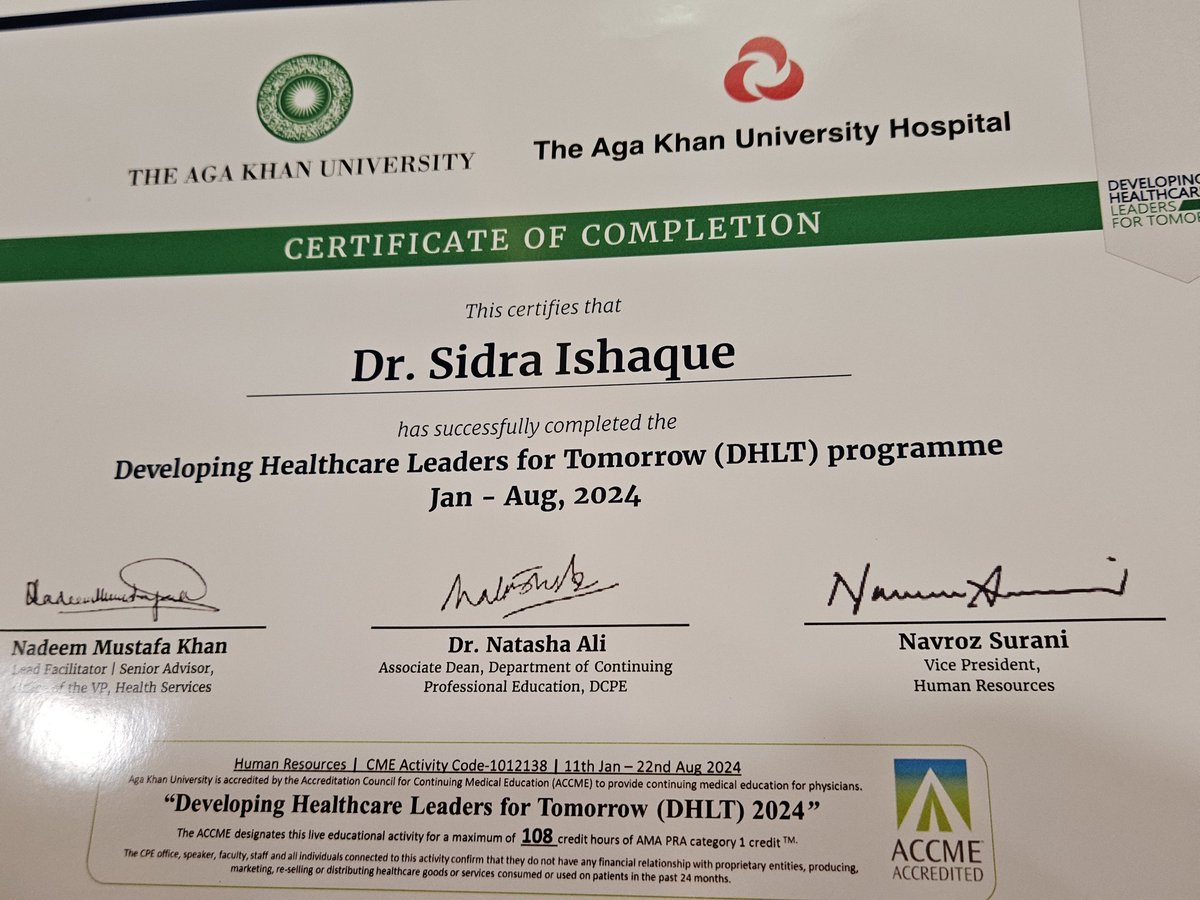 Sidra Ishaque (@sidraishaque) on Twitter photo Proud to have graduated from
#DHLT2024
<a href="/AKUGlobal/">Aga Khan University</a>
<a href="/AKUPaediatrics/">AKU Paediatrics</a>
Alhamdulillah Proud to have graduated from
#DHLT2024
<a href="/AKUGlobal/">Aga Khan University</a>
<a href="/AKUPaediatrics/">AKU Paediatrics</a>
Alhamdulillah