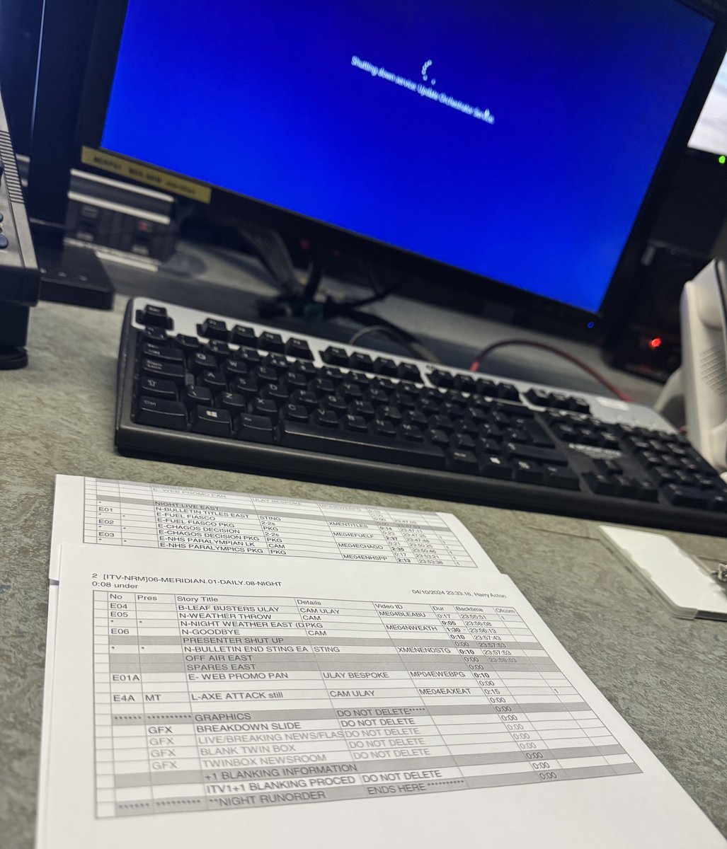Harry Acton (@harryracton) on Twitter photo Cheers windows update - I love losing access to iNews for the <a href="/itvmeridian/">ITV News Meridian</a> late bulletin. Paper it is 📝 Cheers windows update - I love losing access to iNews for the <a href="/itvmeridian/">ITV News Meridian</a> late bulletin. Paper it is 📝